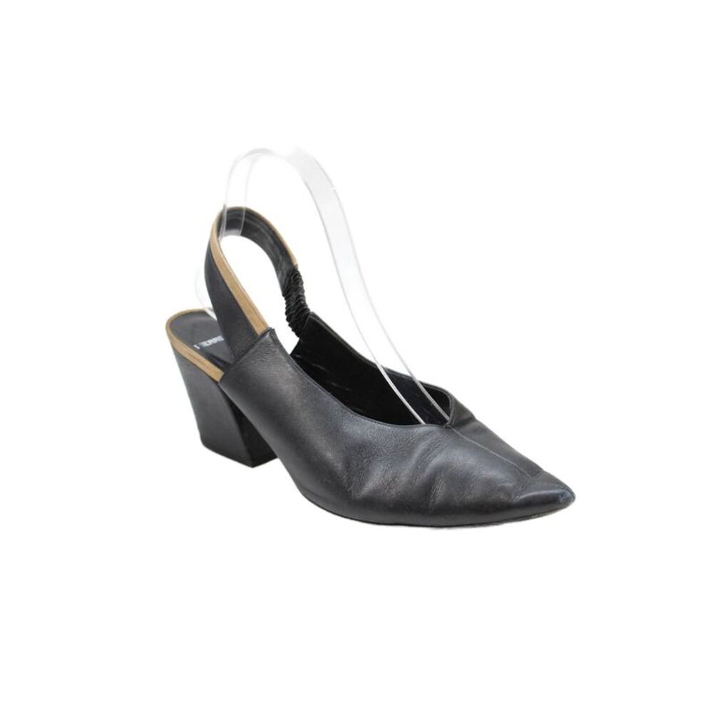 Pierre Hardy Womens Leather Pointed Toe Slingback Block Heels Shoes Black Size 9